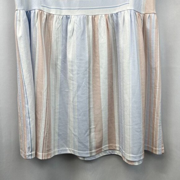 Womens Multicolor Striped Short Sleeve Round Neck Short A-Line Dress Size Medium - Picture 6 of 9